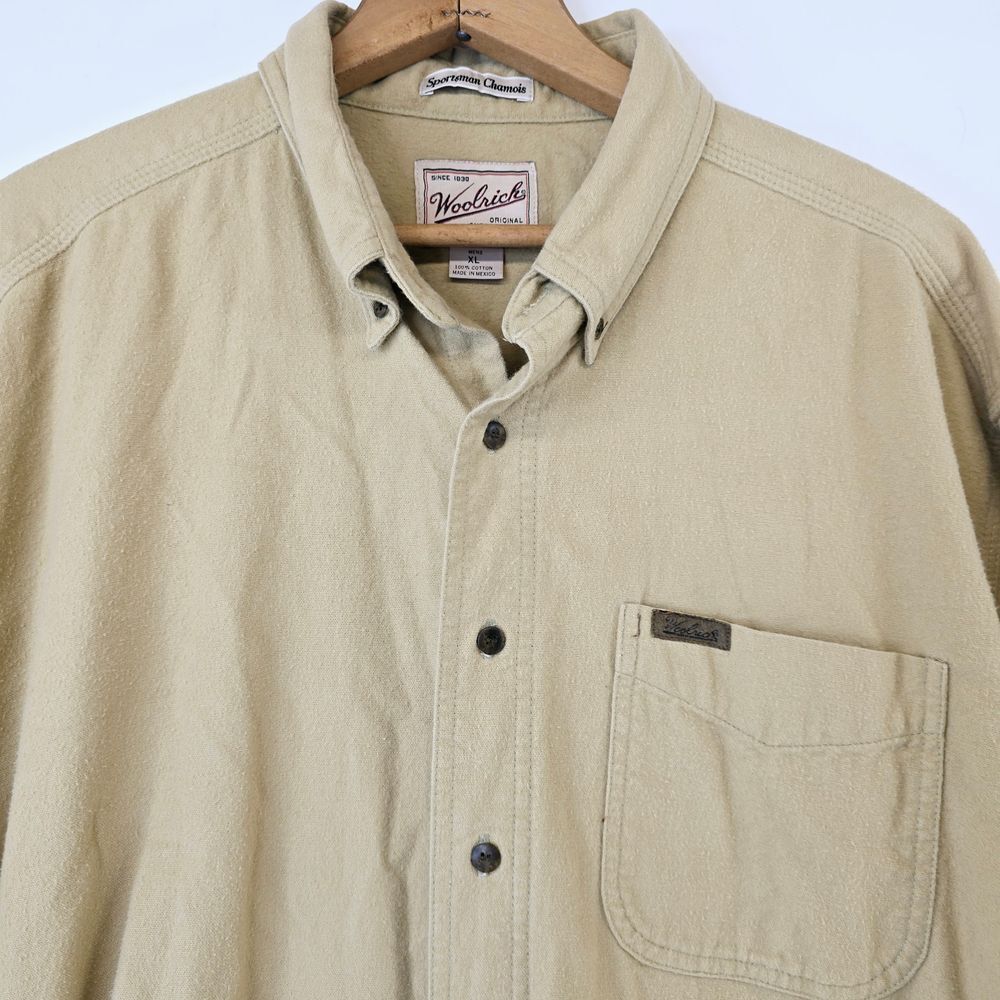 Woolrich Original Outdoor Gear Cotton Button Down Shirt Men's XLarge Khaki Beige - Picture 10 of 11
